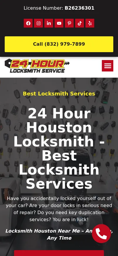 Mobile screenshot of 24 Hour Locksmith