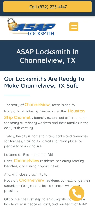 Mobile screenshot of ASAP Locksmith Pros · Channelview