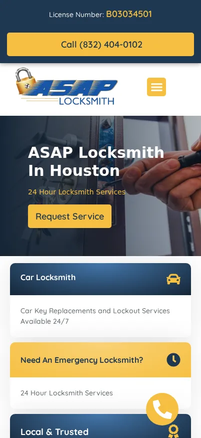 Mobile screenshot of ASAP Locksmith Pros