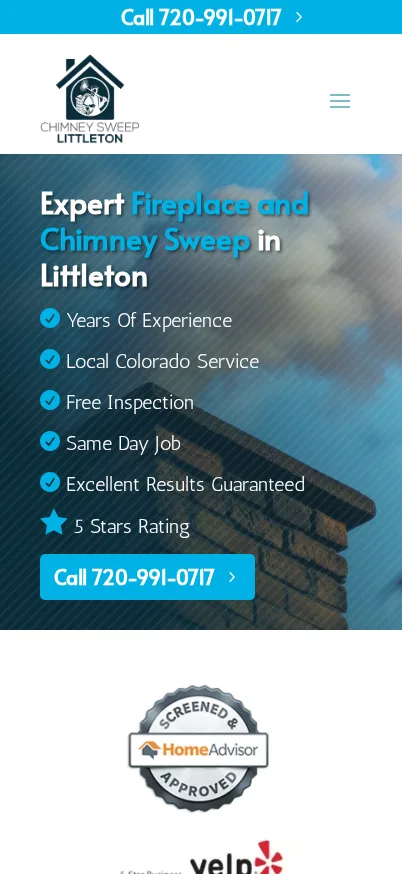 Mobile screenshot of Chimney Sweep Littleton