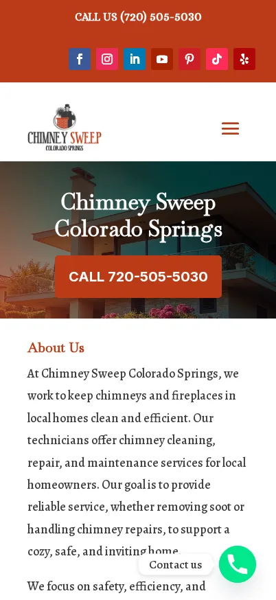 Mobile screenshot of Chimney Sweeps Colorado Springs