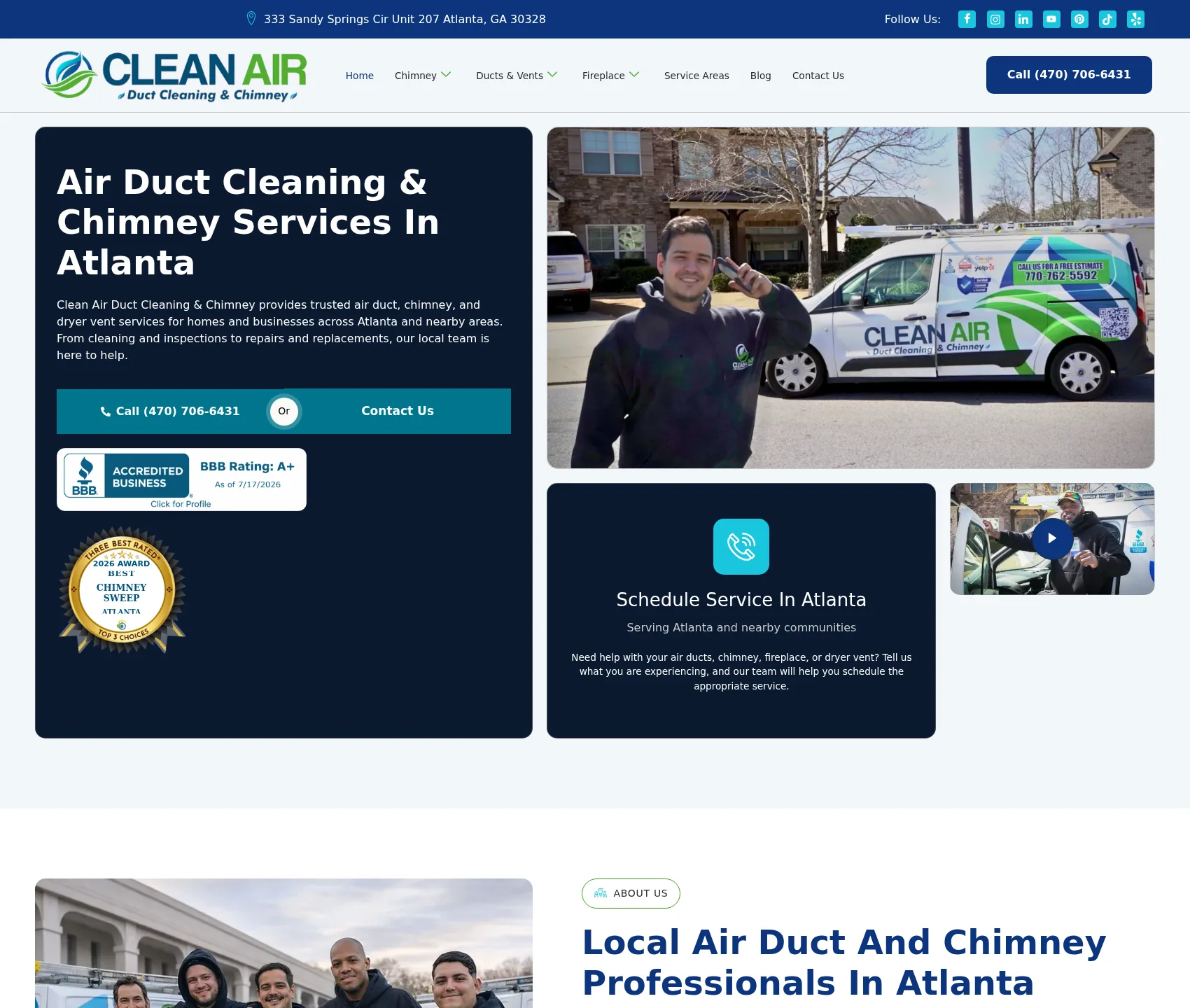 Desktop screenshot of Clean Air Duct Cleaning & Chimney