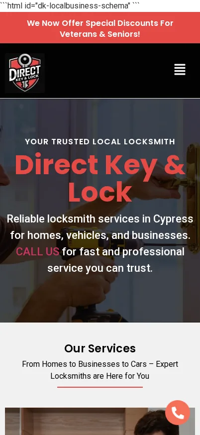 Mobile screenshot of Direct Key and Lock