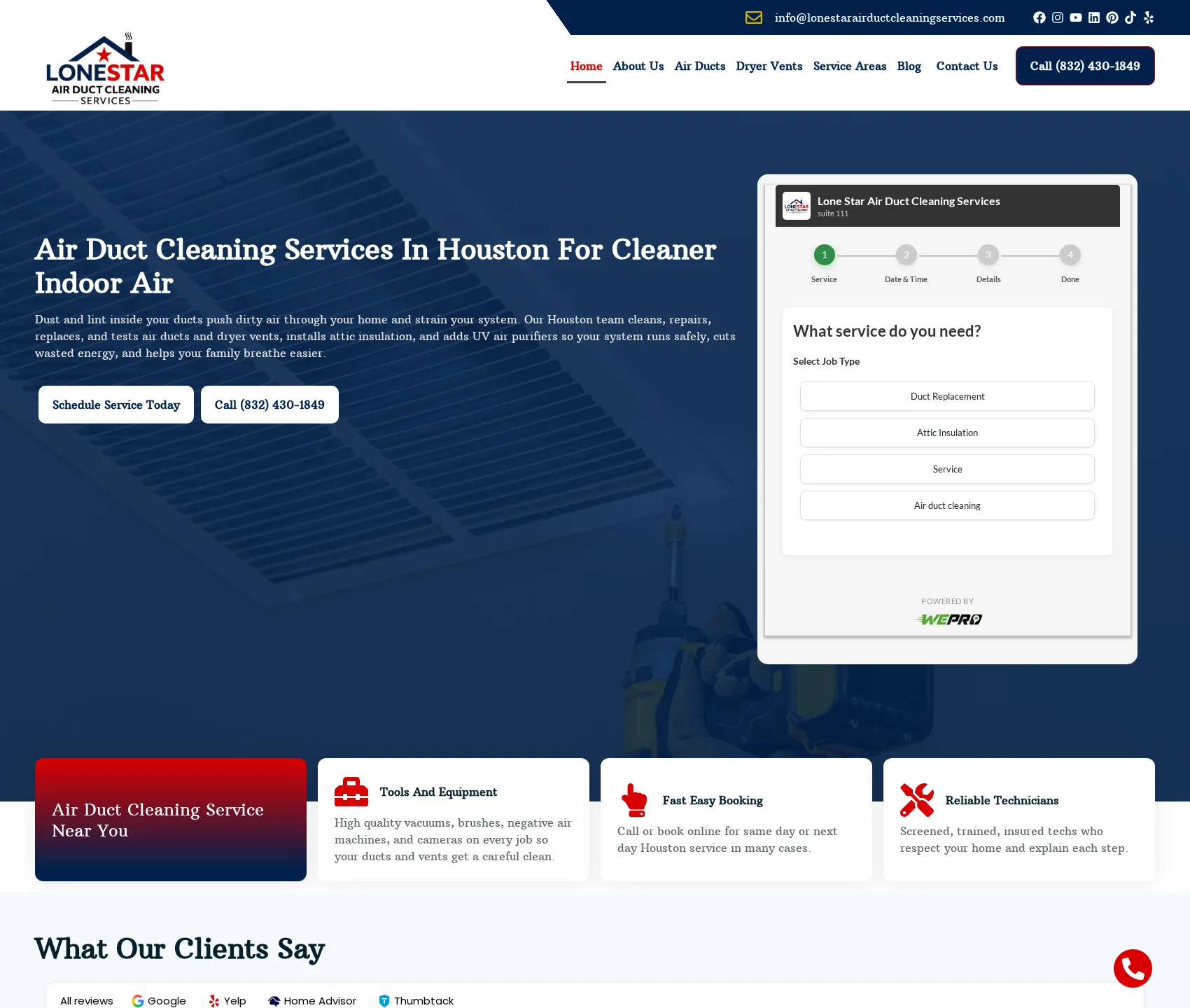 Desktop screenshot of Lone Star Air Duct Cleaning