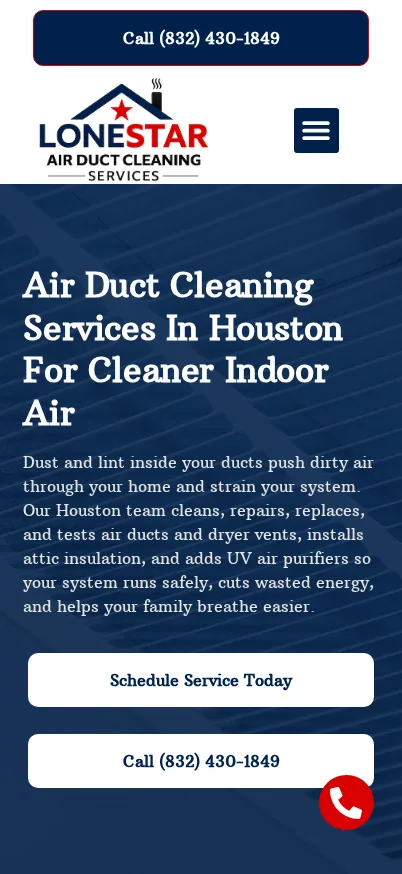 Mobile screenshot of Lone Star Air Duct Cleaning
