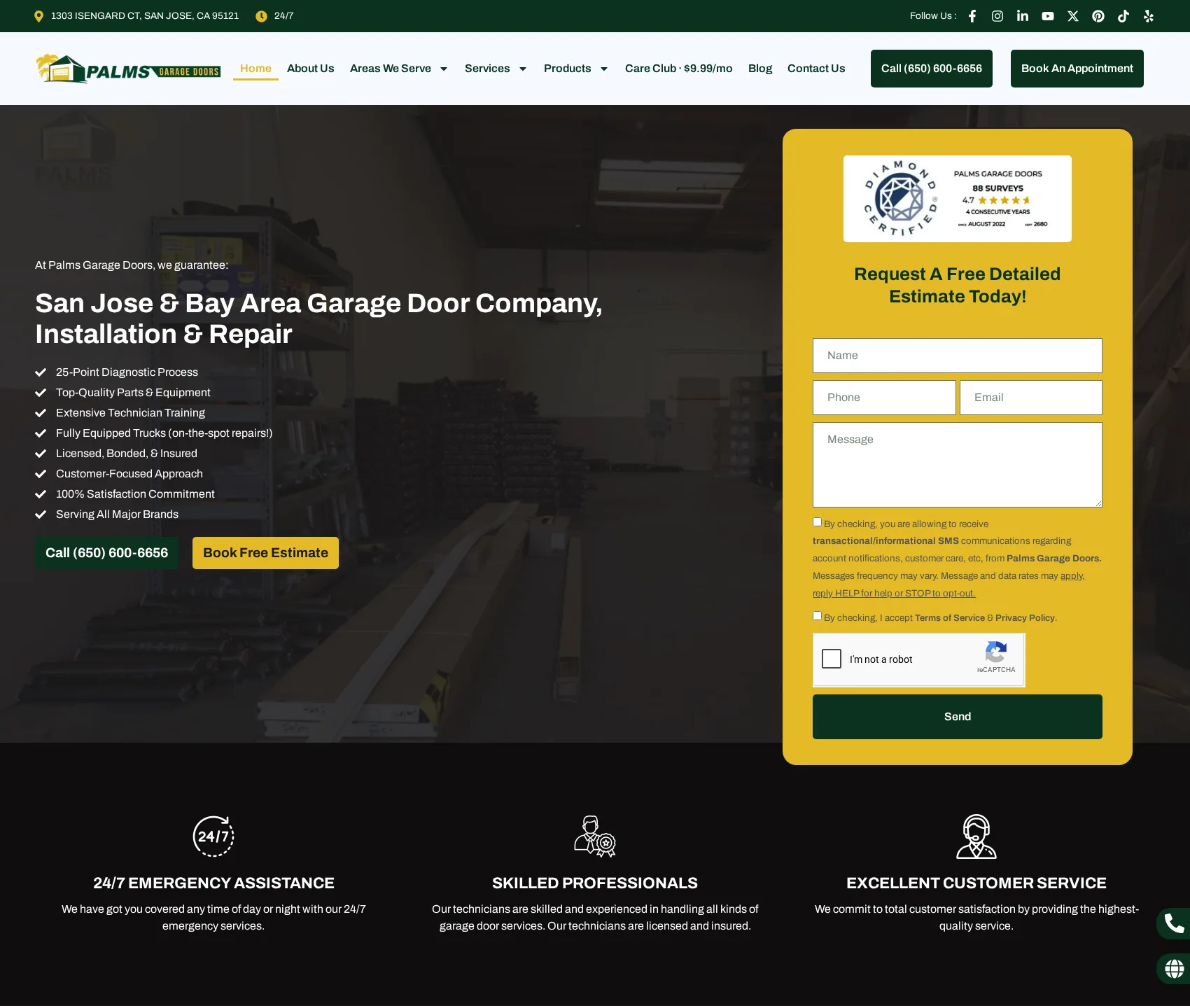 Desktop screenshot of Palms Garage Doors