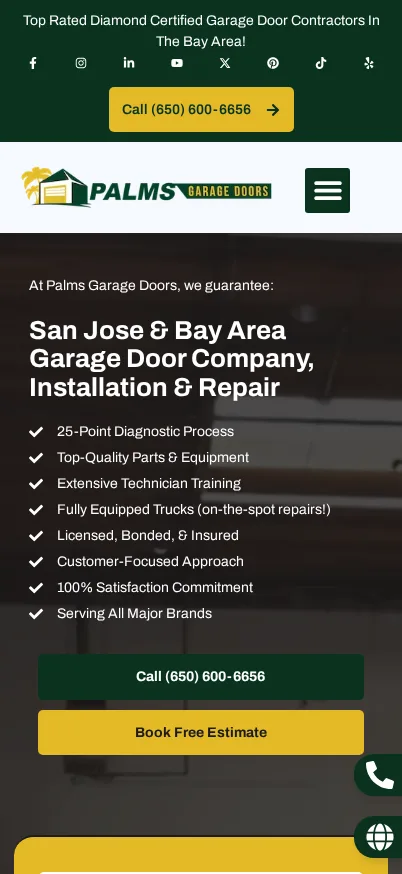 Mobile screenshot of Palms Garage Doors