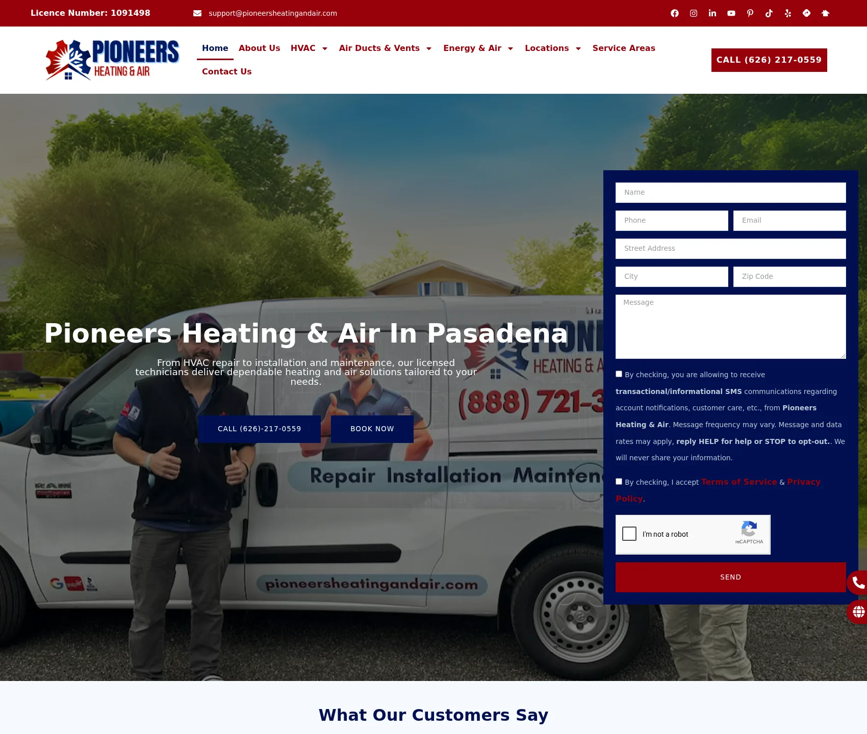 Desktop screenshot of Pioneers Heating & Air