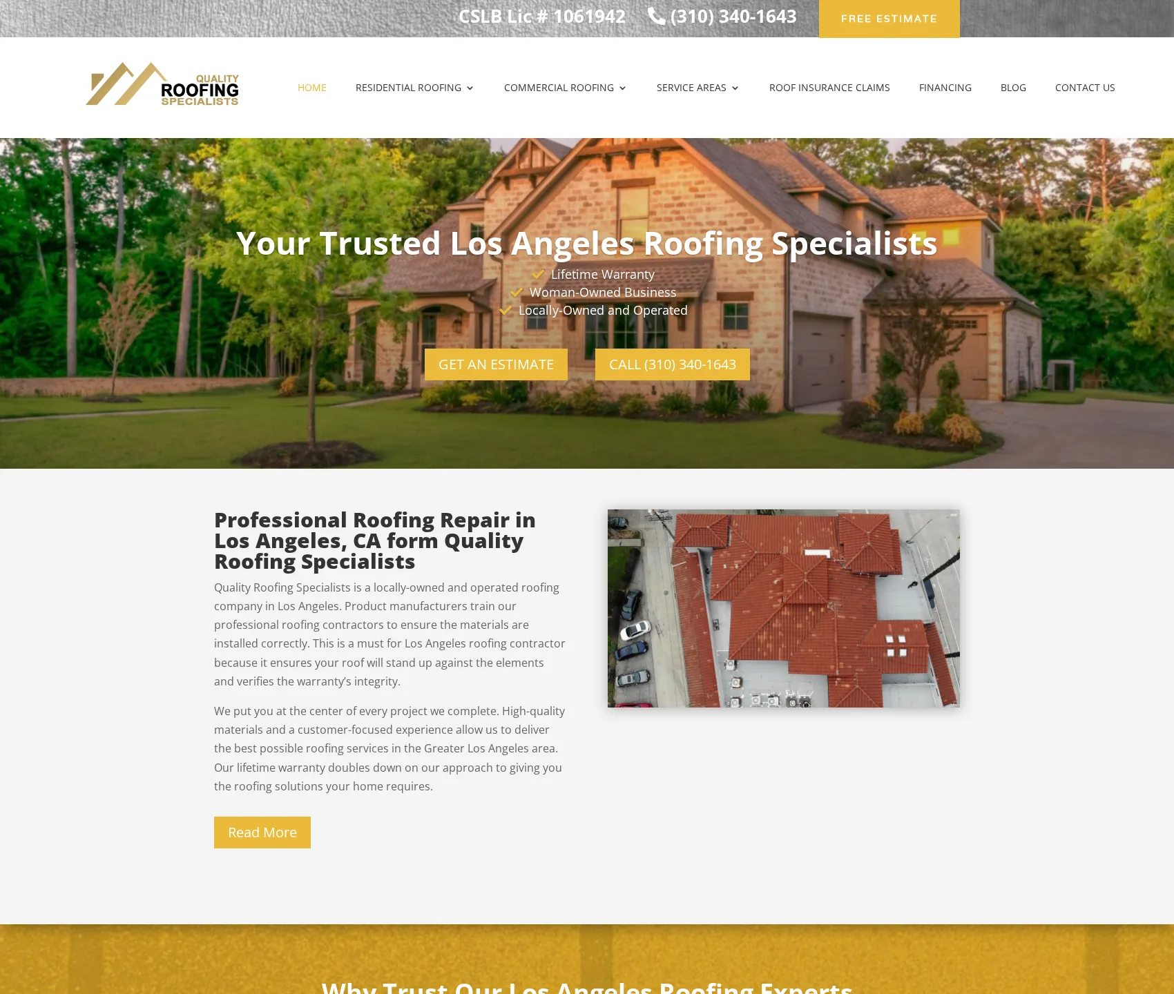 Desktop screenshot of Quality Roofing Specialists