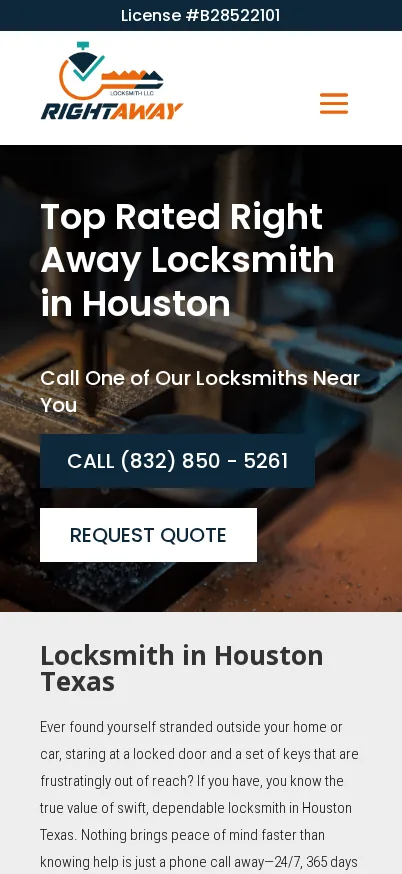 Mobile screenshot of Right Away Locksmith