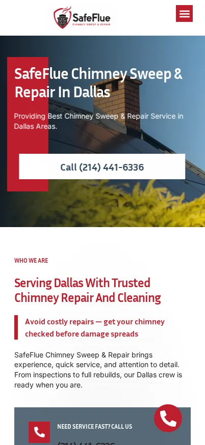Mobile screenshot of SafeFlue Chimney Sweep & Repair