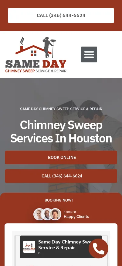 Mobile screenshot of Same Day Chimney Sweep