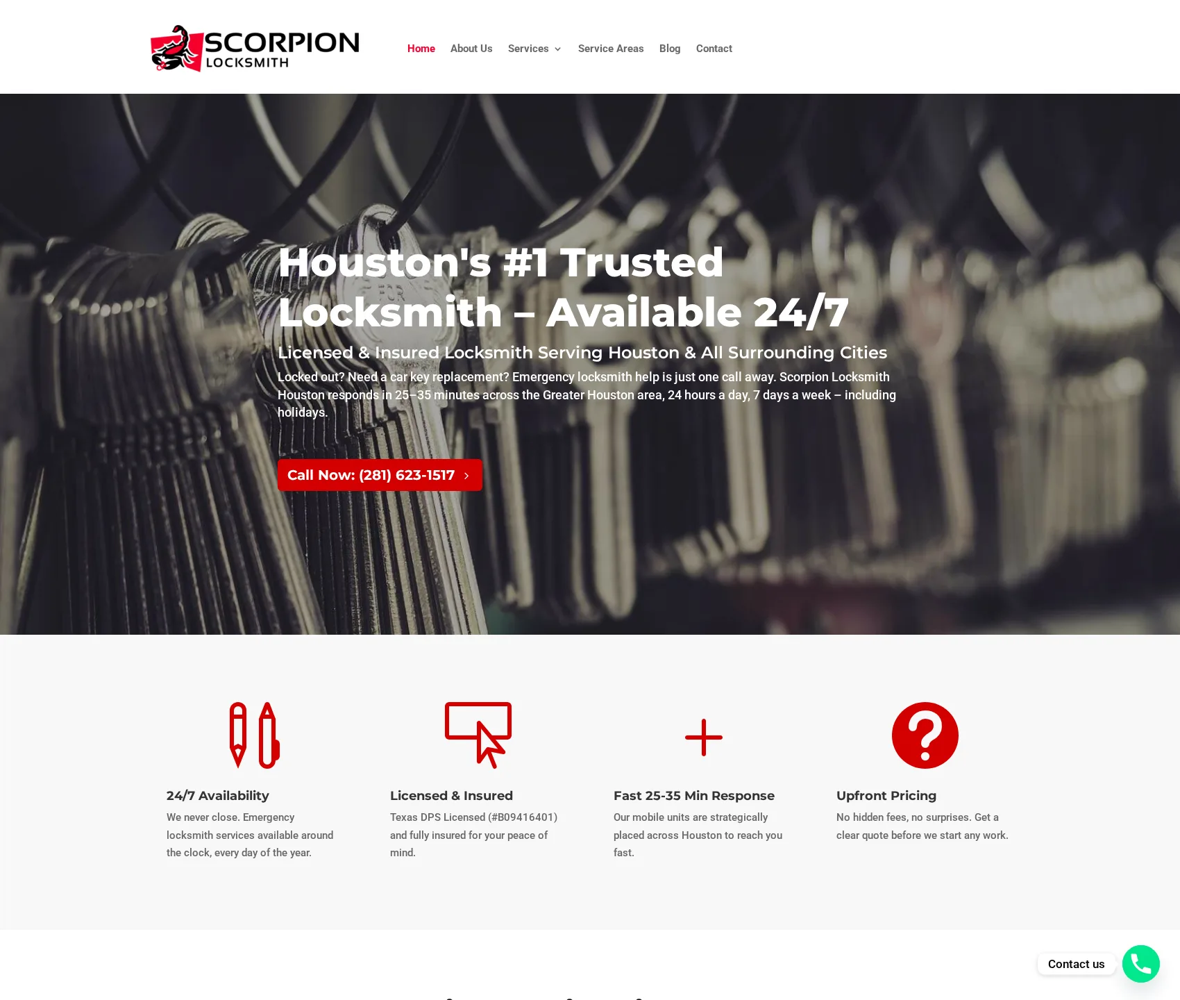 Desktop screenshot of Scorpion Locksmith Houston